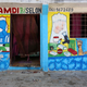 A mural on a shop front illustrates a beauty salon and traditional Somali henna in Hodan district of Mogadishu, Somalia.